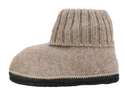 HUTTEliHUT hjemmesko i camel melange uld set fra siden