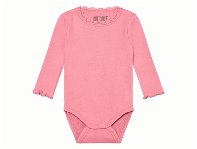 Huttelihut body plumeria med blondekant forfra