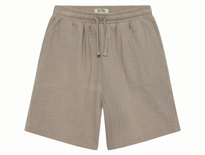 Huttelihut shorts i grå moon rock muslin med bindebånd