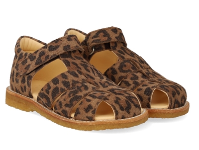 Angulus sandal Leopard med velcro og lukket tå