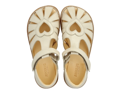 Angulus hjertesandal buttermilk med velcro og lukket tå