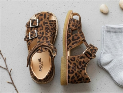 Angulus sandal leopard med spænder og velcro