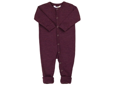 Joha uldheldragt i blommefarvet merinould med trykknapper og fødder  