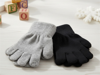 CeLaVi grey/black fingervanter uld/nylon (2-pak)