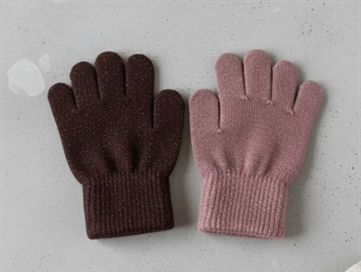 CeLaVi rose brown glitter fingervanter uld/nylon (2-pak)