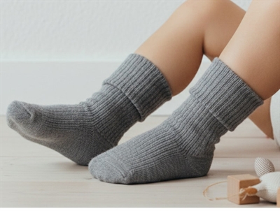 MP grey melange strømper uld (2-pak)