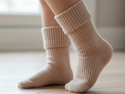 MP uldstrømper rose dust melange med ribkant