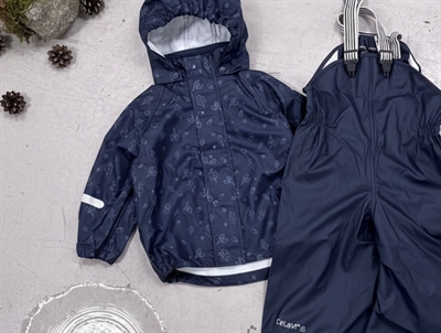 CeLaVi dark navy printet regntøj bukser og jakke