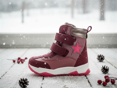 Bisgaard vinterstøvle Dorel bordeaux med velcro og TEX