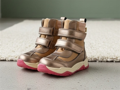 Bisgaard rose guld metallic vinterstøvle Dorel med velcro og TEX