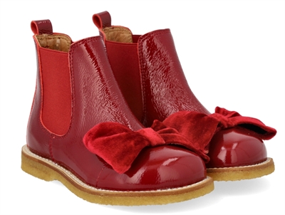 Rød Angulus støvle med elastik og rågummisål