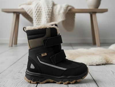 Bisgaard sort vinterstøvle Eddie med velcro og TEX