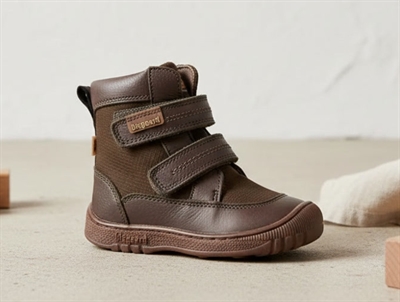 Bisgaard grå vinterstøvle Huxie med velcro og TEX