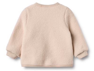 Wheat Wool cardigan pale lilac med knapper bagfra