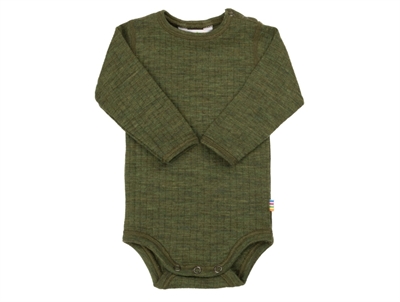 Joha uldbody i mørk oliven merinould med lange ærmer  