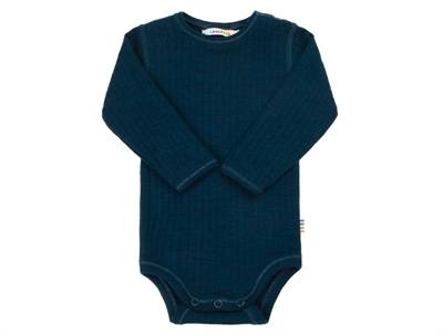 Joha uldbody i mørk turkis merinould med lange ærmer