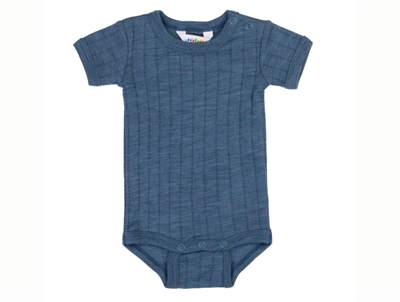Joha body i blå nuance med korte ærmer i uld og silke