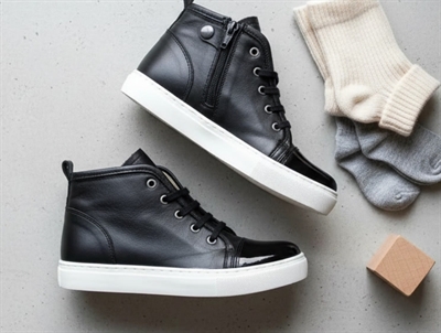 Angulus sneaker sort med lynlås og snørebånd