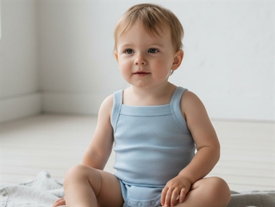 Joha uldsommerbody i blå med skulderstropper