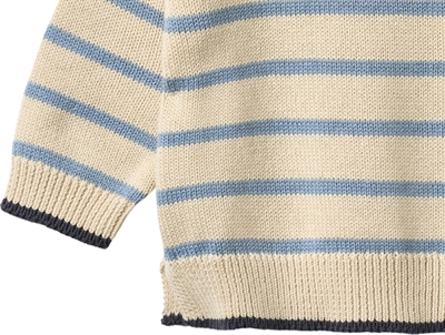 Wheat Morgan striktrøje faded denim stripe i økologisk bomuld