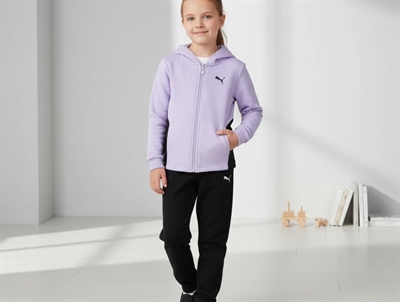 Puma black/vivid violet sweatset med bluse og bukser hooded