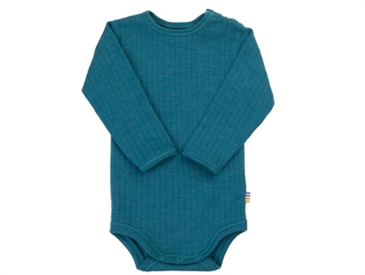 Joha body turquoise i ribbet merinould