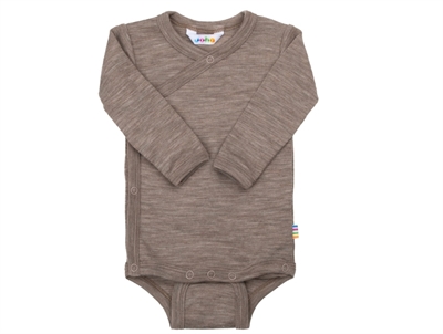 Joha wrap body i beige melange merinould og silke med trykknapper