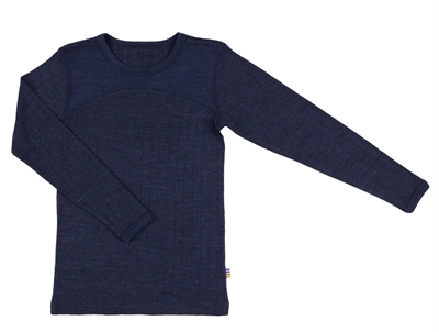 Joha bluse navy med lange ærmer i uld og silke