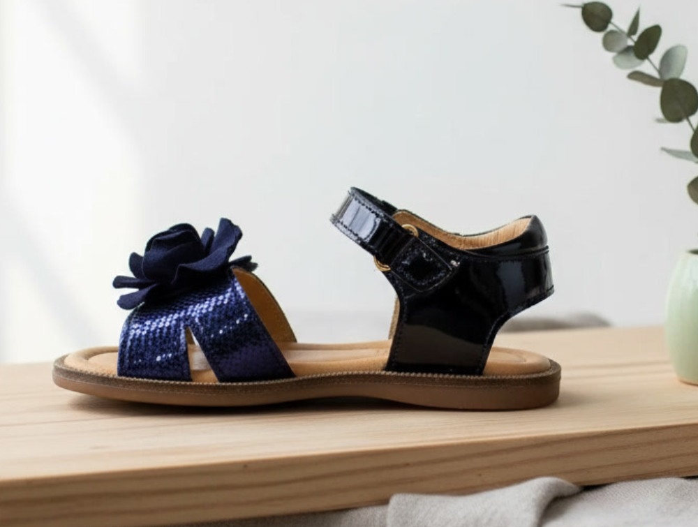 Bisgaard Sandal Agnes Midnight Med Blomst - Str. 29