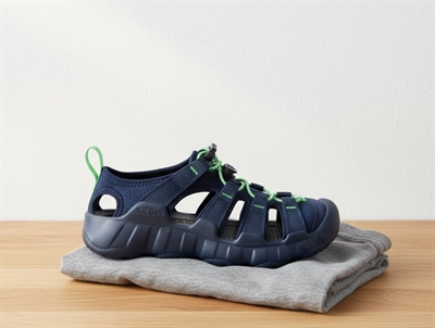 Keen Hyperport H2 sandal naval academy-vibrant green med lukket tå og elastiksnøre