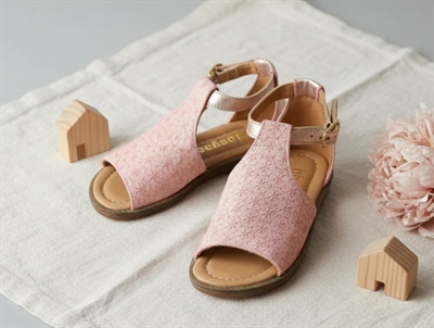 Bisgaard sandal Carola blush blomst med spænde