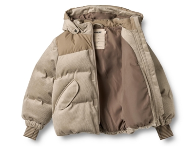 Wheat pufferjakke grey stone vist åben med foer