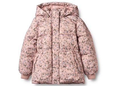 Wheat pufferjakke i rose powder flowers set forfra med blomsterprint