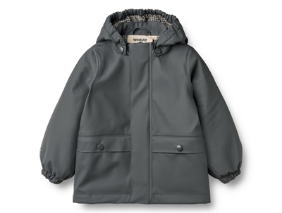 Wheat termo egnjakke i greyblue set forfra med hætte