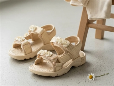 Bisgaard sandal Franca daisy råhvid med blomster