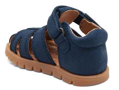 Bisgaard Frans sandal i navy med lukket tå set forfra