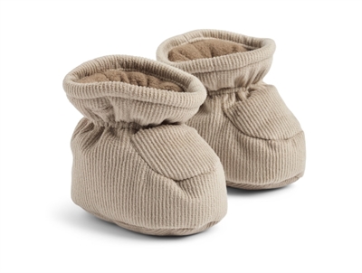 Wheat puffer baby booties i grey stone med fløjl