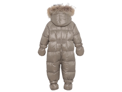 Ver de Terre baby wintersuit beige med hætte og pels bagside