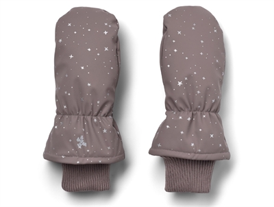 Wheat luffer purple stone stars med ribkant og stjernetryk set forfra