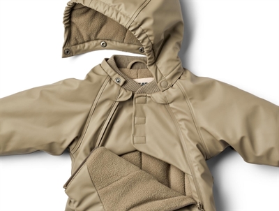 Wheat flyverdragt i beige nuance med fleecefoer og hætte detalje