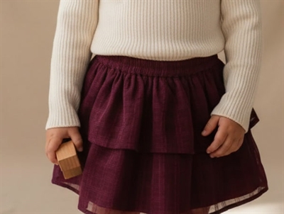 Creamie nederdel chiffon checks fig