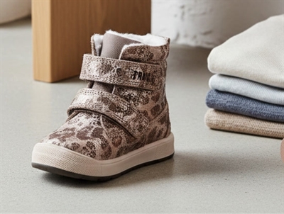 Primigi vinterstøvle brun leopard glitter med uldmix og GORE-TEX