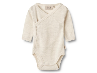 Wheat Wool body eggshell melange med slå-om lukning set forfra