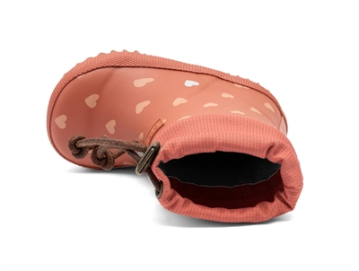 Bisgaard Baby thermo vintergummistøvle rød med hjerteprint og uldfor