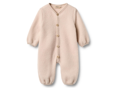 Wheat uldfleece heldragt pale lilac set forfra