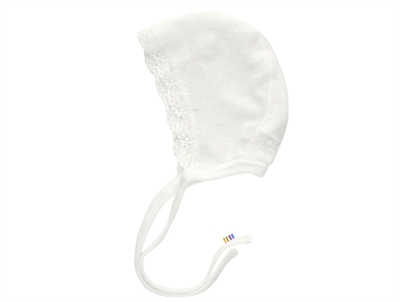 Joha babyhjelm i natur uld silke med blonde