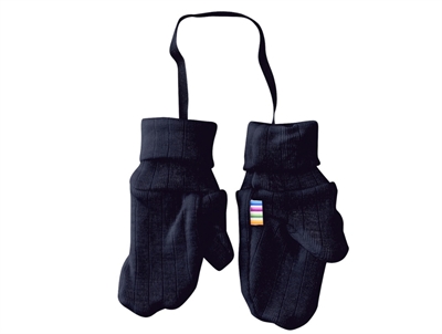 Joha marinefarvede uld vanter med snor