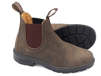 Blundstone Blunnies børne chelsea støvle rustik brun læder set i par