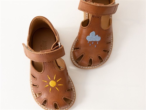 Angulus Sandal Cognac Med Vejrbroderi - Str. 25