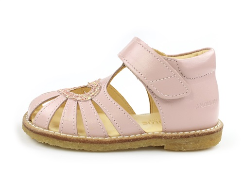 Angulus Pale Rose Glitter Sandal Med Hjerte - Str. 22